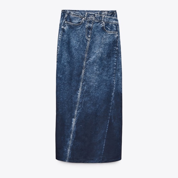 ZARA DENIM LOOK SKIRT - Picture 2 of 7